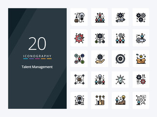 20 Talent Management line Filled icon for presentation