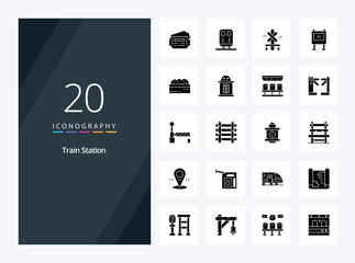 Fototapeta na wymiar 20 Train Station Solid Glyph icon for presentation