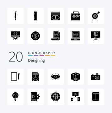 20 Designing Solid Glyph icon Pack like image tool document graphic design
