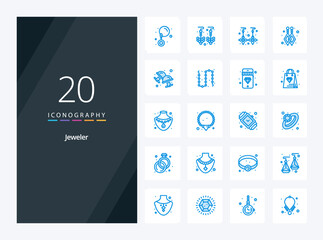 20 Jewellery Blue Color icon for presentation