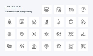 25 Market Leadership And Strategic Thinking Line icon pack