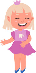 Cartoon cute tooth fairy flat icon Magic dentist