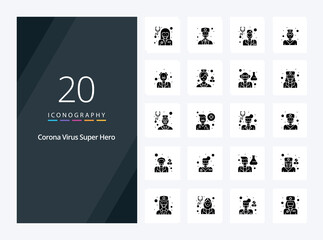 20 Corona Virus Super Hero Solid Glyph icon for presentation