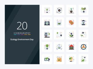20 Ecology Flat Color icon for presentation