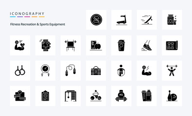 25 Fitness Recreation And Sports Equipment Solid Glyph icon pack