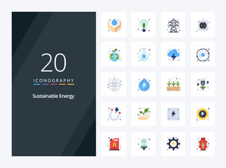 Fototapeta na wymiar 20 Sustainable Energy Flat Color icon for presentation