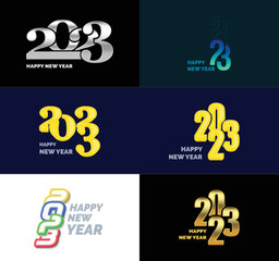 Big Collection of 2023 Happy New Year symbols Cover of business diary for 2023 with wishes