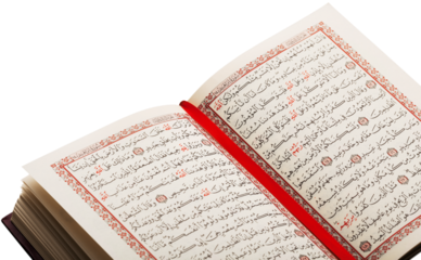 Opened Quran holy book of Muslims