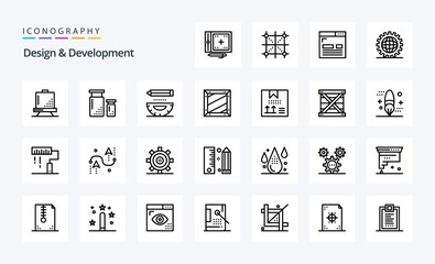 25 Design  Development Line icon pack