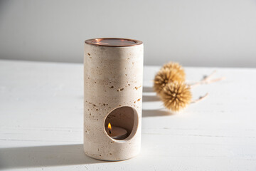 luxury candle ceramic incense burner on a table