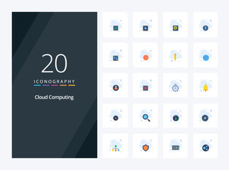 Fototapeta na wymiar 20 Cloud Computing Flat Color icon for presentation