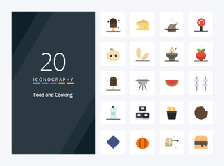 Fototapeta na wymiar 20 Food Flat Color icon for presentation