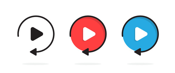 Play, Replay icon symbols music movie button for web app banner logo - Vector 