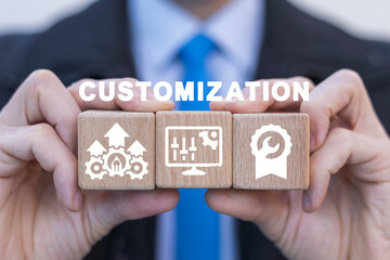 Customization business product concept. User customize settings. Customized solutions and service.