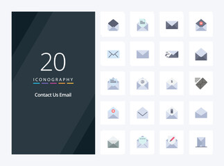 Fototapeta na wymiar 20 Email Flat Color icon for presentation