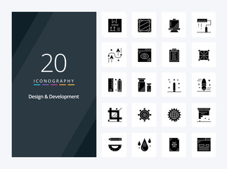 Fototapeta na wymiar 20 Design Development Solid Glyph icon for presentation