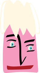 Funky freaky cute face. comic face. Valentines Day Card in modern doodle style