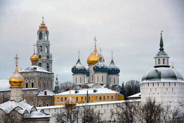 Trinity Sergius Lavra, Sergiev Posad, Russia. Color winter photo.