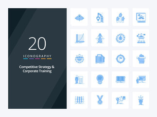 Fototapeta na wymiar 20 Competitive Strategy And Corporate Training Blue Color icon for presentation