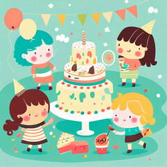Fototapeta premium birthday party kids