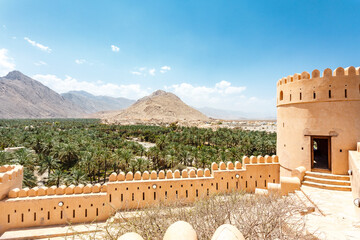 Panoramic view from the Nakhal fort in Nakhl, Oman, Arabia, Middle East