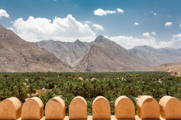 Panoramic view from the Nakhal fort in Nakhl, Oman, Arabia, Middle East