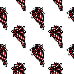 Seamless pattern of a bouquet of flowers. Vector illustration