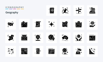 25 Geo Graphy Solid Glyph icon pack