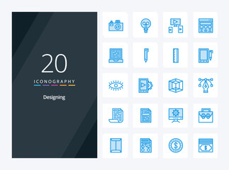 Fototapeta na wymiar 20 Designing Blue Color icon for presentation