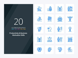 20 Productivity And Business Motivation Skills Blue Color icon for presentation