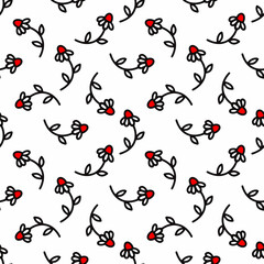 seamless linear pattern with chamomile flowers