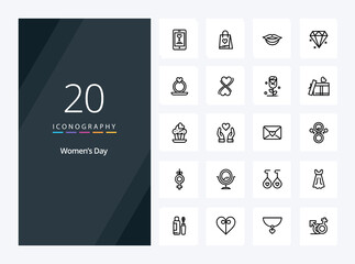 20 Womens Day Outline icon for presentation