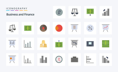 25 Finance Flat color icon pack