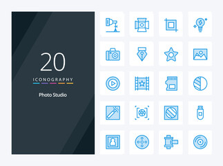 20 Photo Studio Blue Color icon for presentation