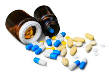 Medical pill  and drugs in a bottle