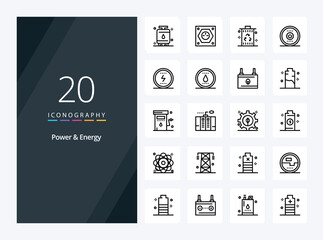Fototapeta na wymiar 20 Power And Energy Outline icon for presentation