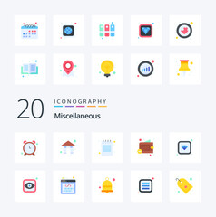 20 Miscellaneous Flat Color icon Pack like signal book reduce money less money
