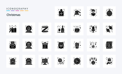 25 Christmas Solid Glyph icon pack