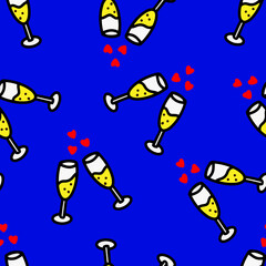 pattern with champagne glasses.Vector illustration