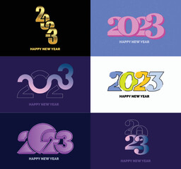 Big Set of 2023 Happy New Year logo text design 2023 number design template