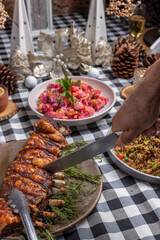 Mesa de navidad, año nuevo o acción de gracias. 