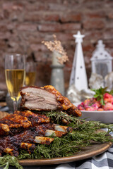 Mesa de navidad, año nuevo o acción de gracias. 