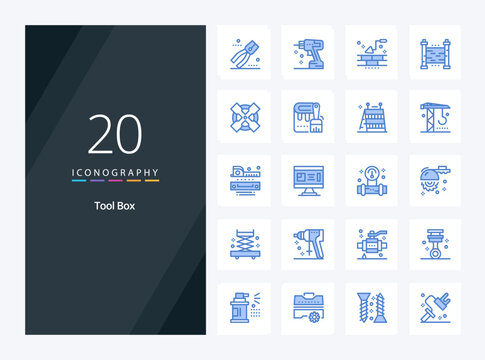 20 Tools Blue Color icon for presentation