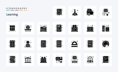 25 Learning Solid Glyph icon pack