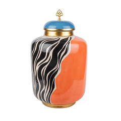 colorful decorative ceramic jar isolated on white