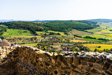 View from Rupea fortress in Transylvania, Romania. Rupea Citadel (Cetatea Rupea)