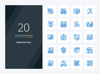 20 Valentines Day Blue Color icon for presentation