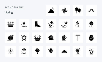 25 Spring Solid Glyph icon pack