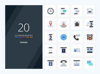 20 Contact Flat Color icon for presentation