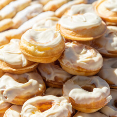 Donuts with icing, selective focus